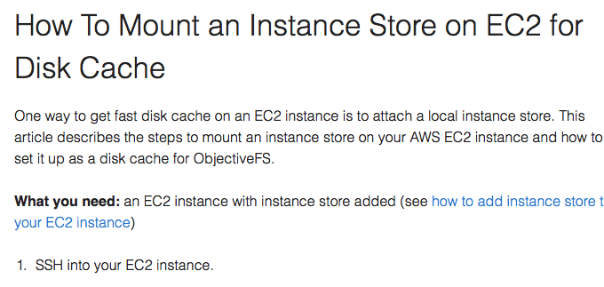 How To Mount an Instance Store on EC2 for Disk Cache